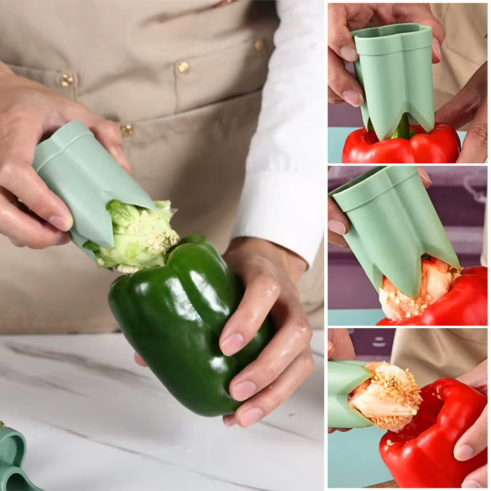2-in-1 Fruit and Pepper Corer - Portable Seed Removal Tool for Fruits and Vegetables