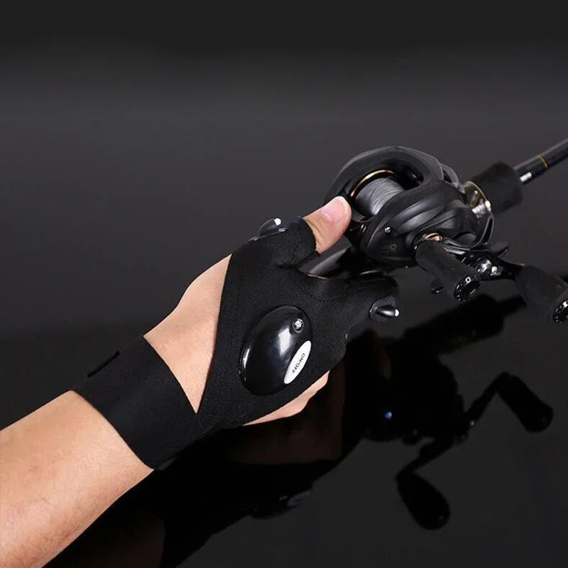 Fingerless LED Waterproof Gloves for Outdoor Hiking - Rechargeable Left and Right Pair