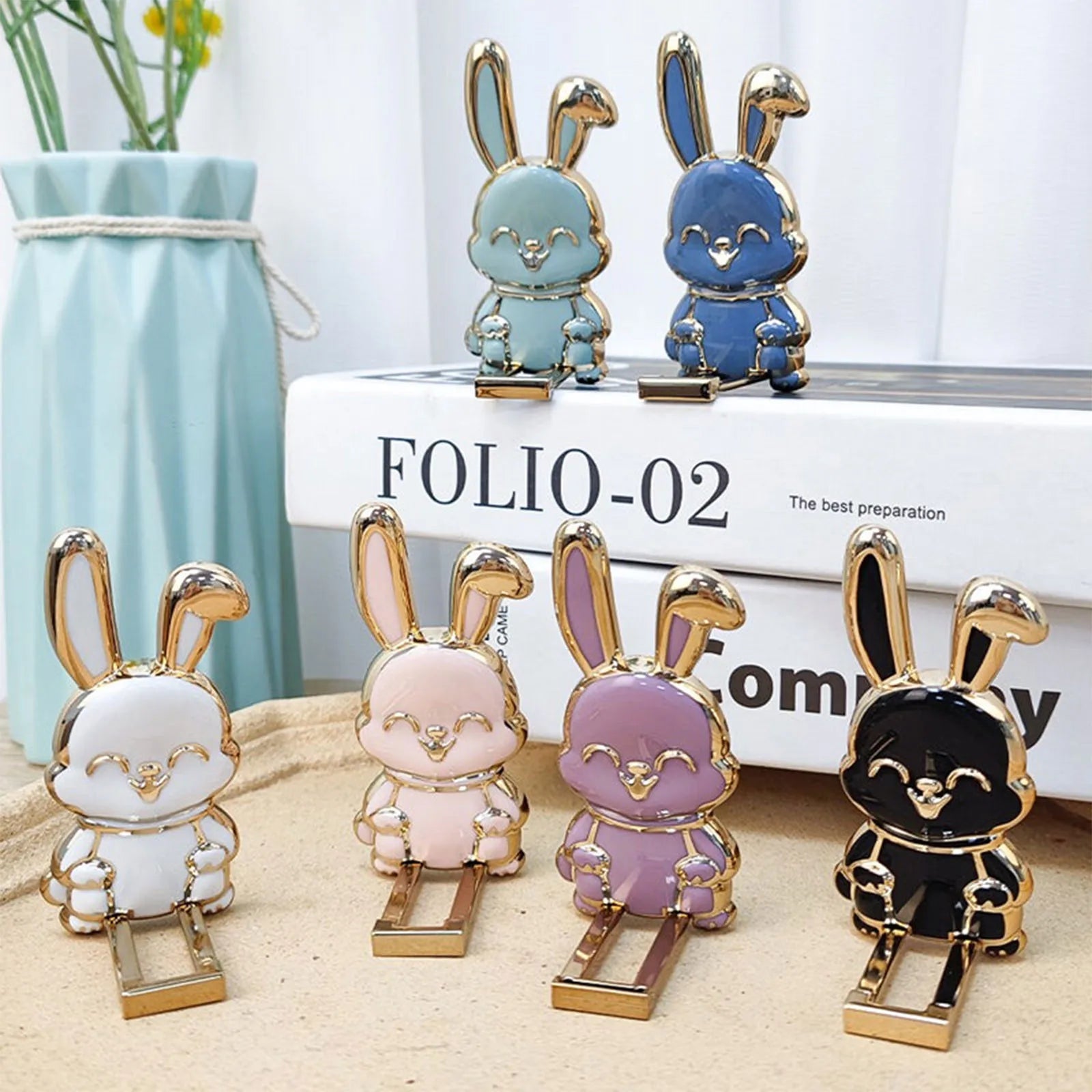 Foldable Rabbit Phone Holder Stand - Cute 3D Bunny Bracket for Mobile Devices