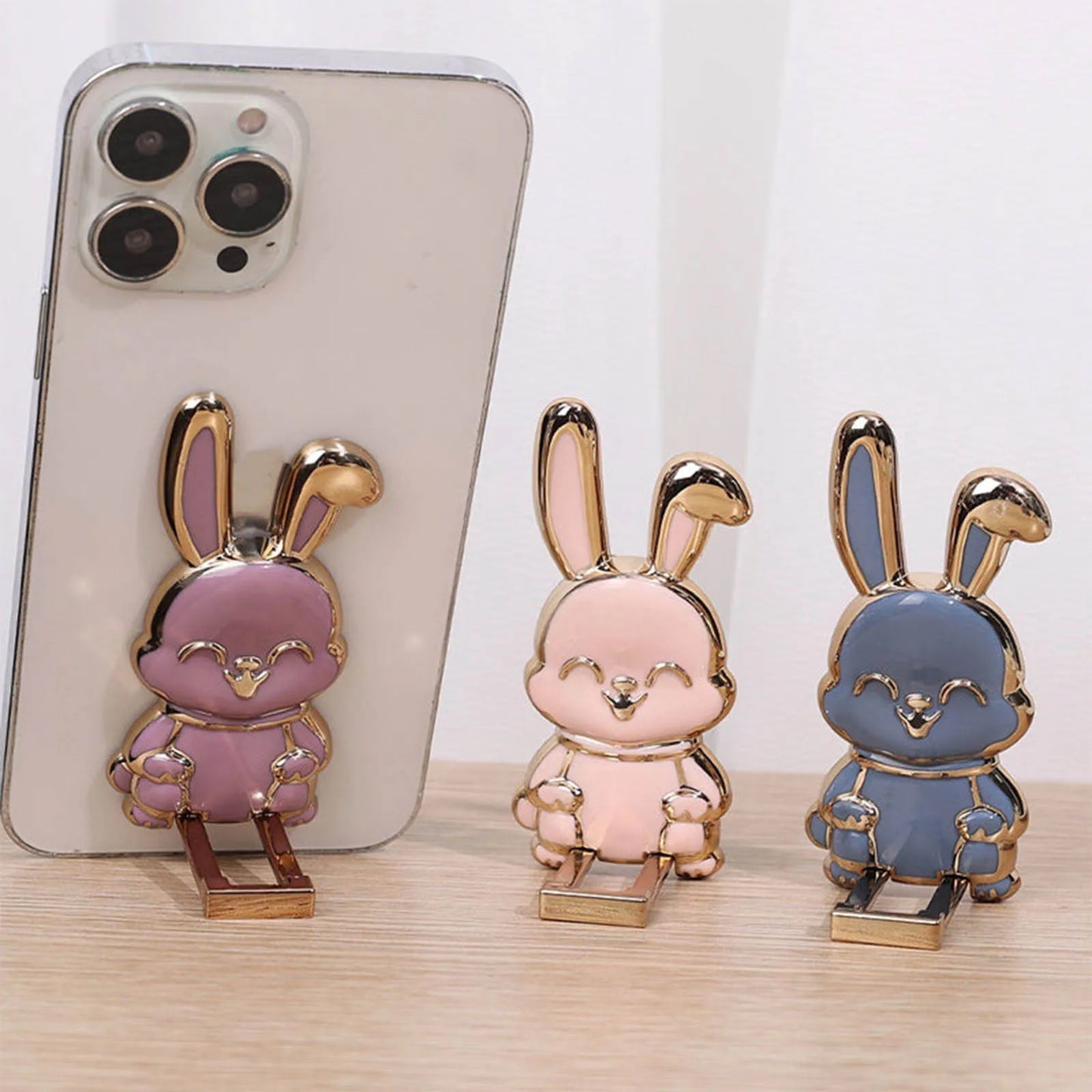 Foldable Rabbit Phone Holder Stand - Cute 3D Bunny Bracket for Mobile Devices