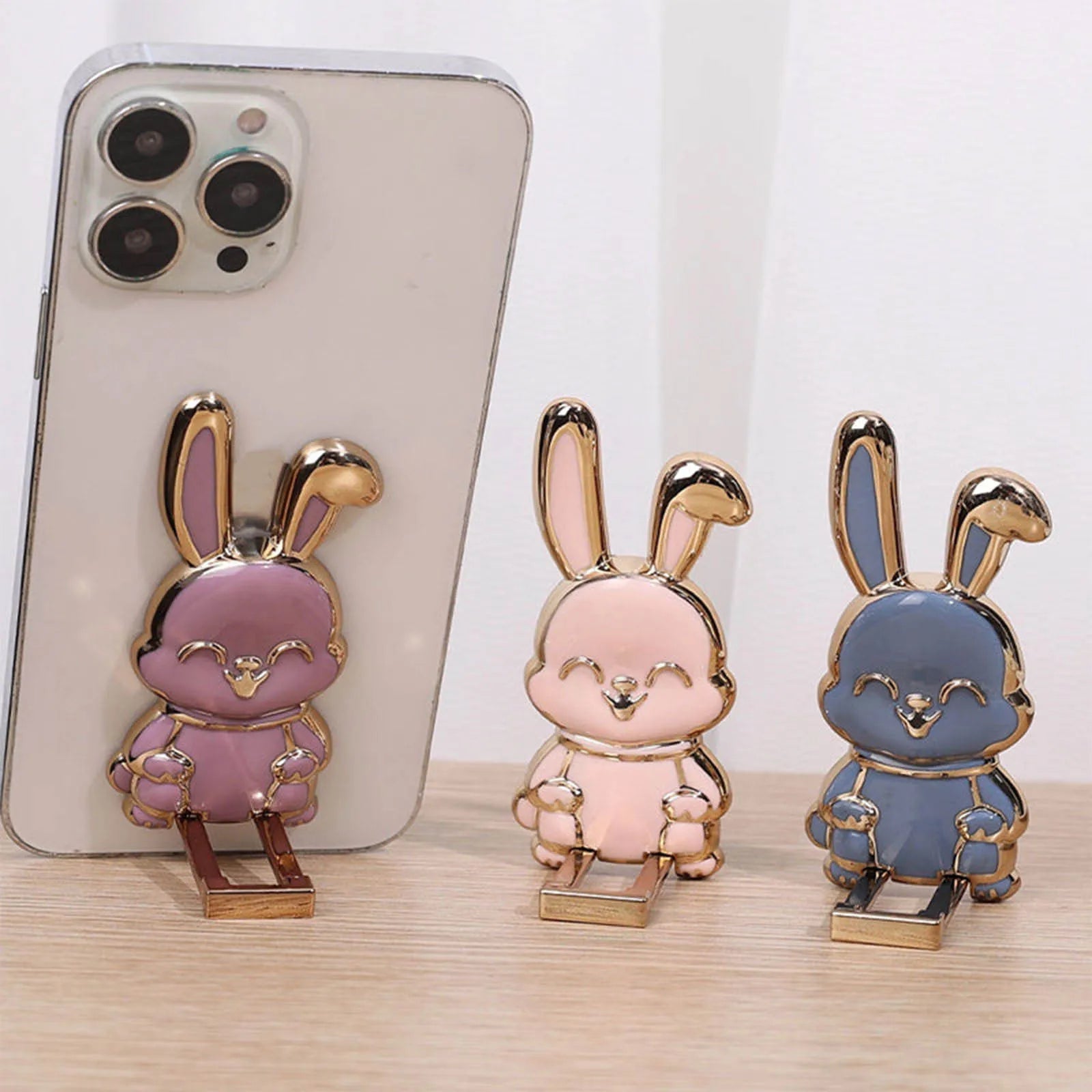 Foldable Rabbit Phone Holder Stand - Cute 3D Bunny Bracket for Mobile Devices