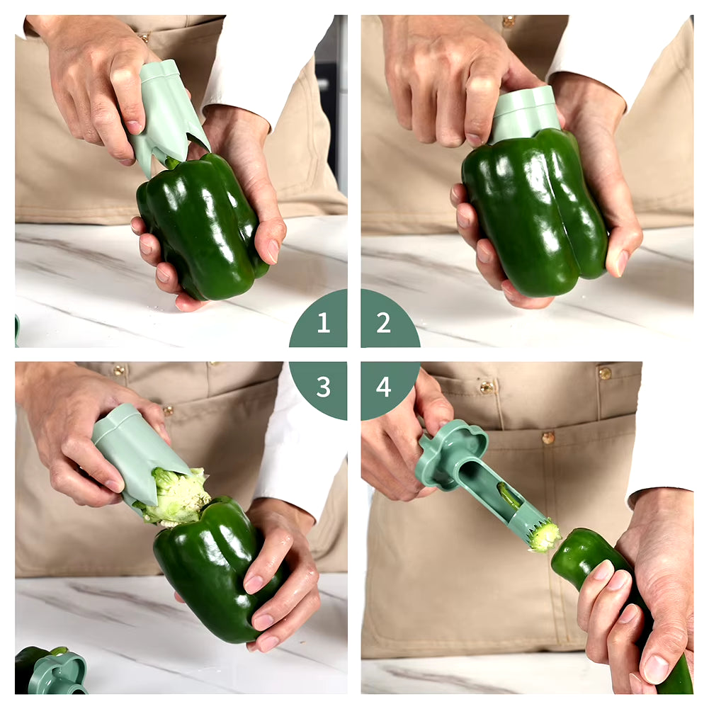 2-in-1 Fruit and Pepper Corer - Portable Seed Removal Tool for Fruits and Vegetables