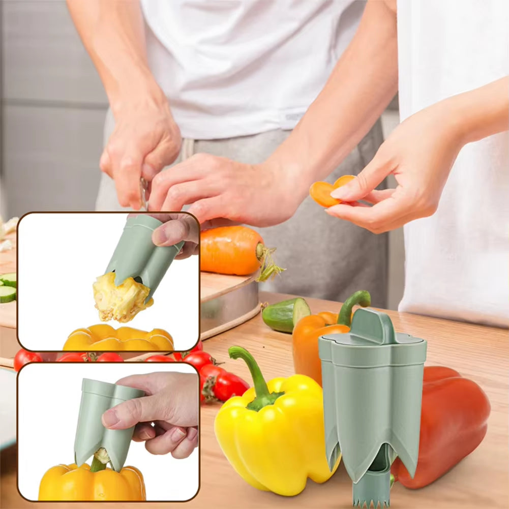2-in-1 Fruit and Pepper Corer - Portable Seed Removal Tool for Fruits and Vegetables
